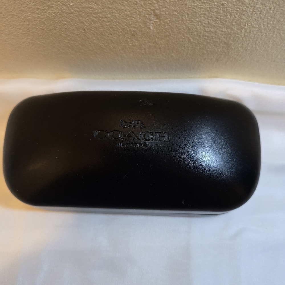 Coach Black Eyeglass Case And Taupe Glasses.